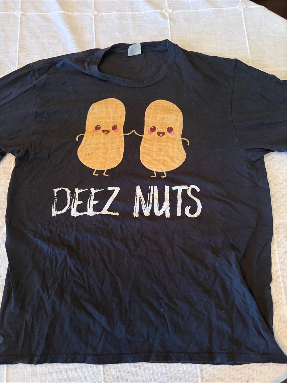 Port and Company Black T‑Shirt with Yellow Peanut Graphic